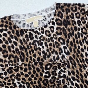 Michael Kors Women's Leopard Print  Long Sleeve Knit Pullover Sweater M